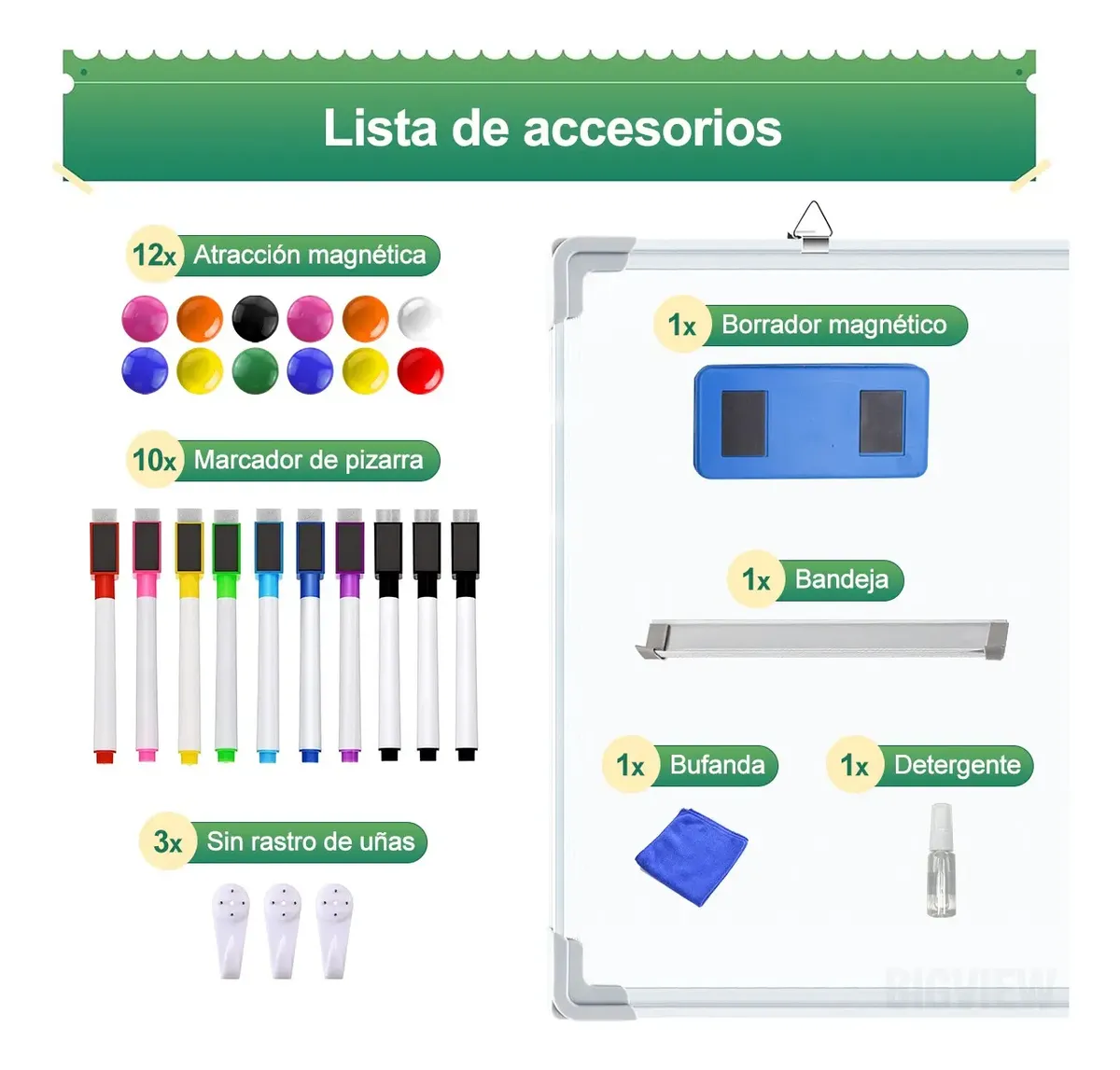 Pizarrón Blanco Magnética De Escritura De Doble Cara 40x60 - 图片 5