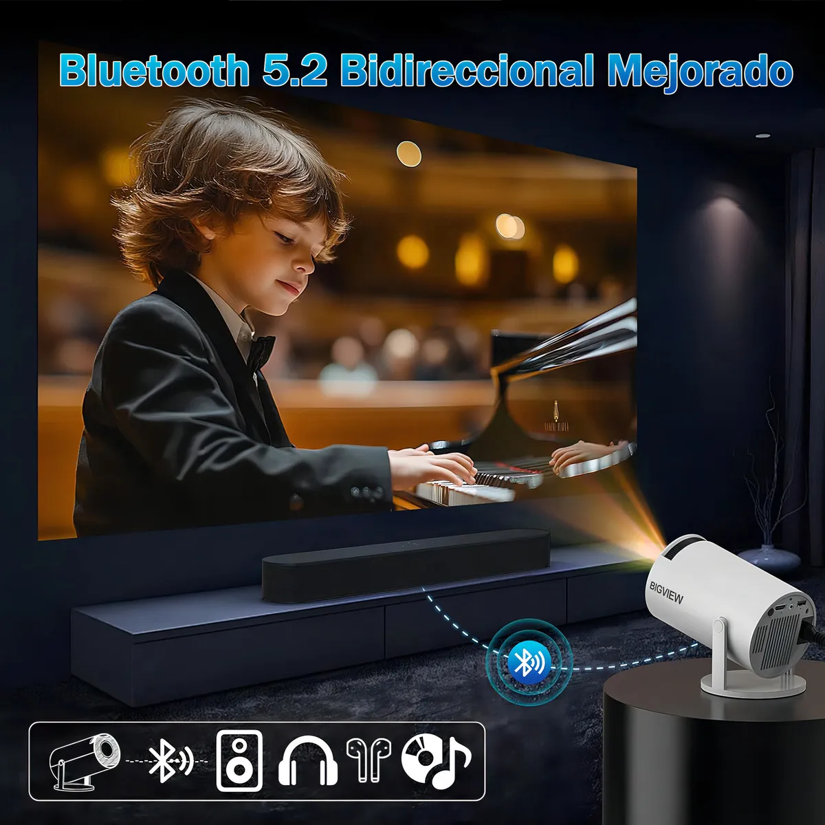 Bigview Mini Proyector Hy300 Pro Proyector Profesional 4k Wifi Blanco Portátil Smart Tv 12000lm - 图片 8