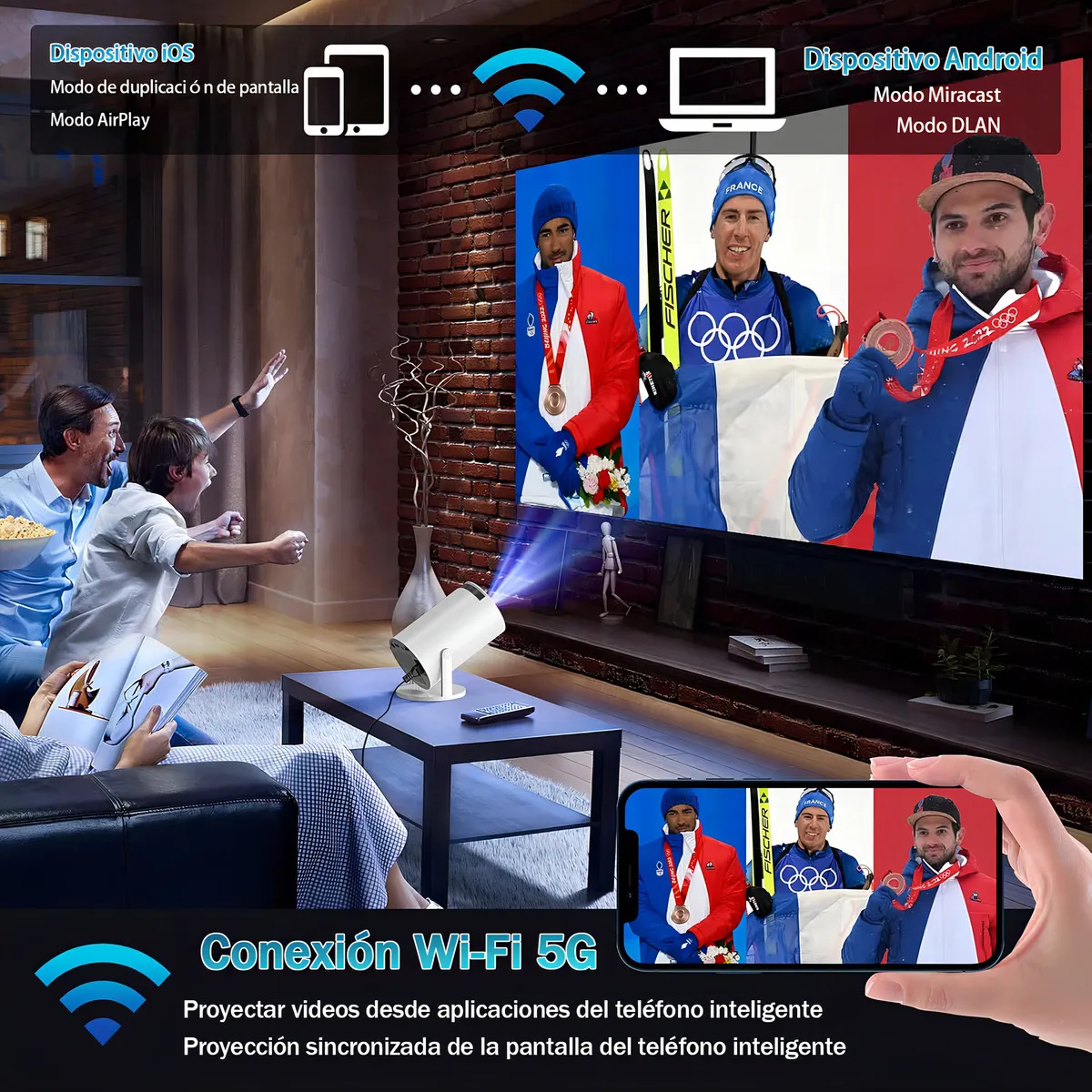 Bigview Mini Proyector Hy300 Pro Proyector Profesional 4k Wifi Blanco Portátil Smart Tv 12000lm - 图片 4