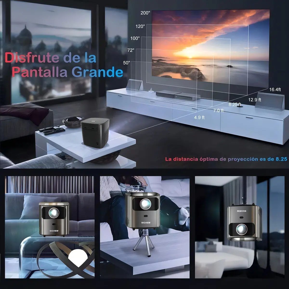 Proyector 4k Profesional Android 9.0 Bigview Full Hd 12000 Lúmenes 2 Gb Ram + 16 Gb Rom Bluetooth 5.0 Wifi 5g / 2.4g - 图片 8