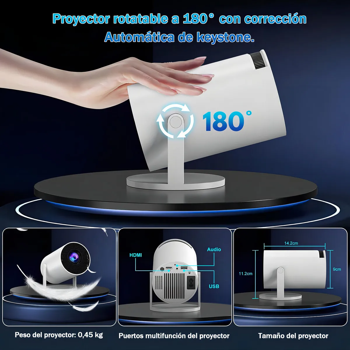 Bigview Mini Proyector Hy300 Pro Proyector Profesional 4k Wifi Blanco Portátil Smart Tv 12000lm - 图片 5