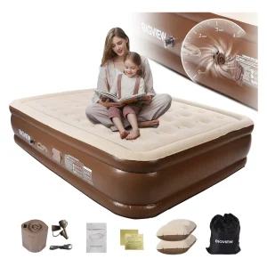 Colchón De Aire Cama Inflable Matrimonial Queen Size Con Eléctrica Bomba Integrada Bigview para Camping
