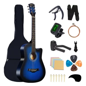 Guitarra Clásica Bigview 38in para Diestros Color Azul Abs Mate